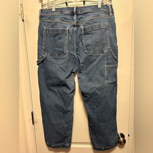 GAP Carpenter Pants button fly women’s 16 blue indigo high rise 90’s crop grunge - Picture 3 of 16